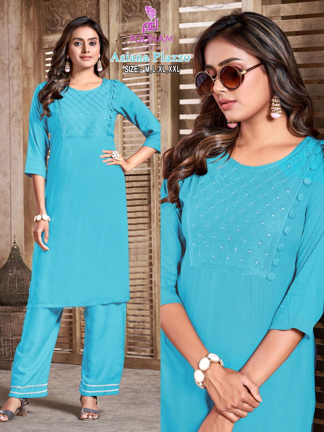 Asiana By Poonam 1001 To 1006 Kurti With Bottom Collection

